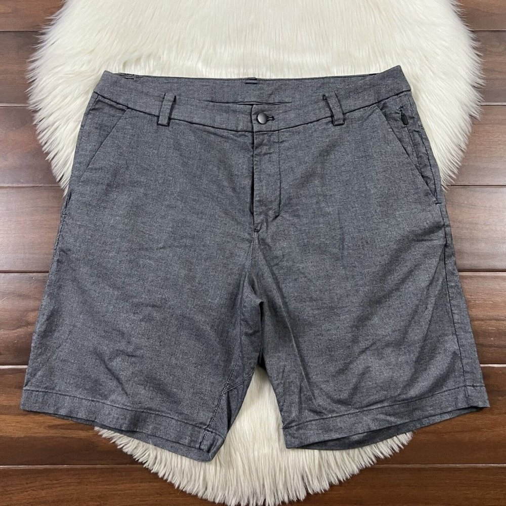 Lululemon Men's Size 34 Black White Gray Qwick Oxford Commission Shorts 9"